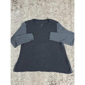 J Jill Striped A-line Gray Tunic Pullover Top Large 100% Pima Cotton Minimalist